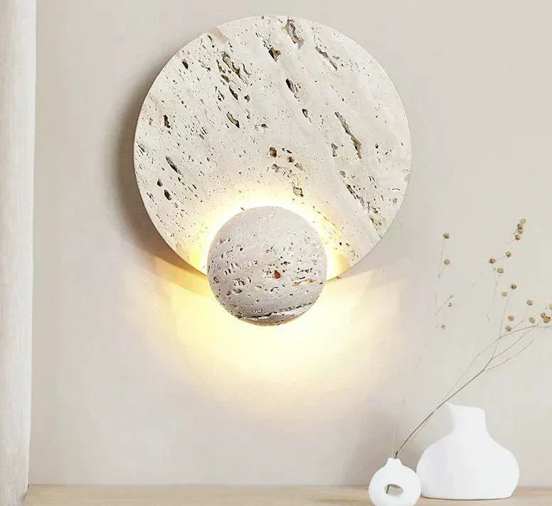 MiraStone Round Stone Wall Sconce For Living Room Decor | Veisp