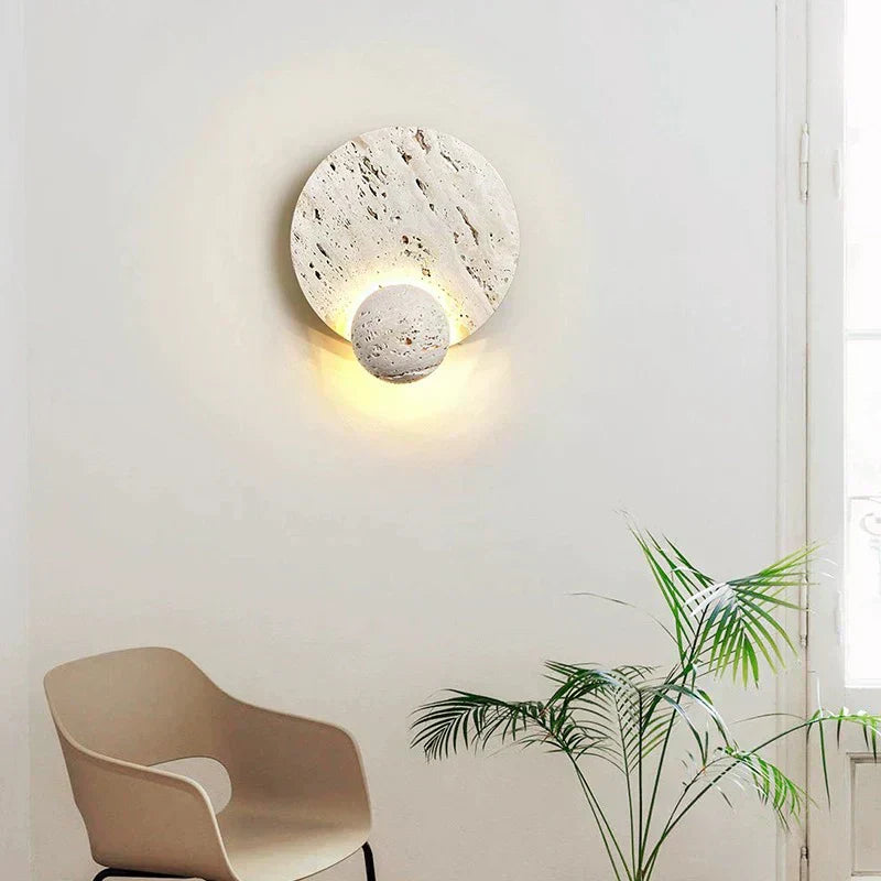 MiraStone Round Stone Wall Sconce For Living Room Decor | Veisp