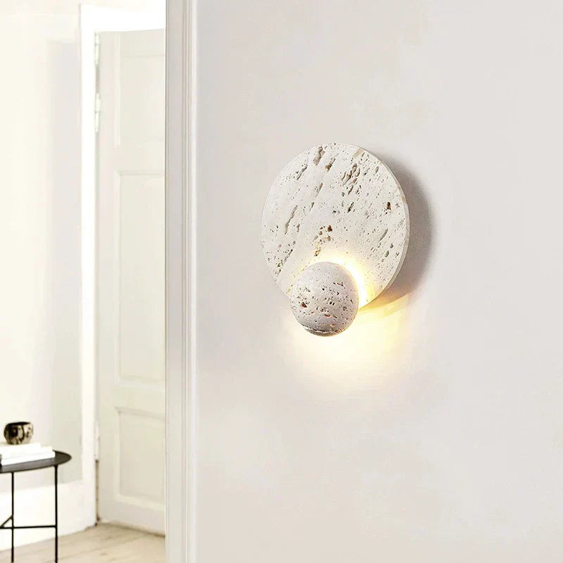 MiraStone Round Stone Wall Sconce For Living Room Decor | Veisp