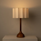LumaHaven | Wooden Base Table Lamp With Warm Fabric Shade | Veisp