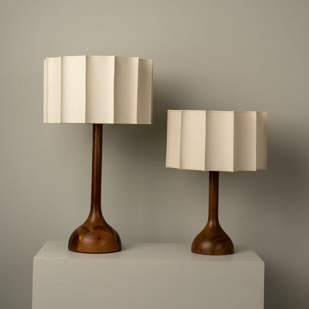 LumaHaven | Wooden Base Table Lamp With Warm Fabric Shade | Veisp