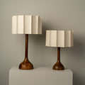 LumaHaven | Wooden Base Table Lamp With Warm Fabric Shade | Veisp