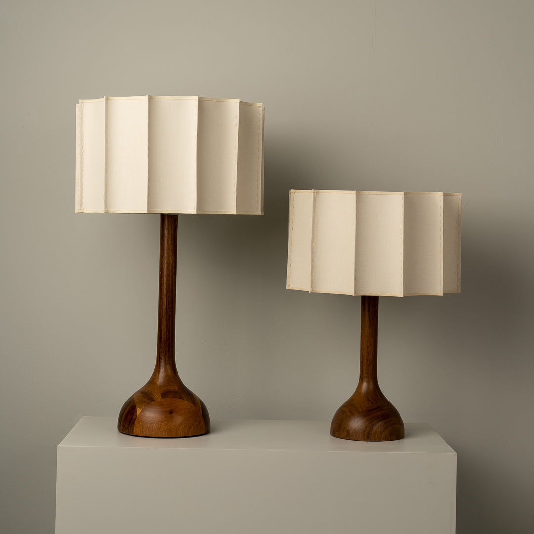 LumaHaven | Wooden Base Table Lamp With Warm Fabric Shade | Veisp