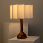 LumaHaven | Wooden Base Table Lamp With Warm Fabric Shade | Veisp