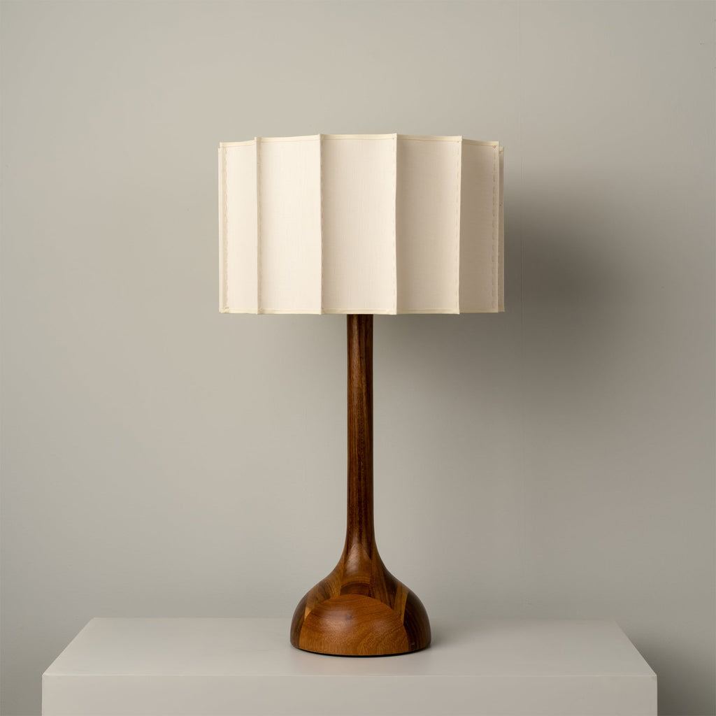 LumaHaven | Wooden Base Table Lamp With Warm Fabric Shade | Veisp