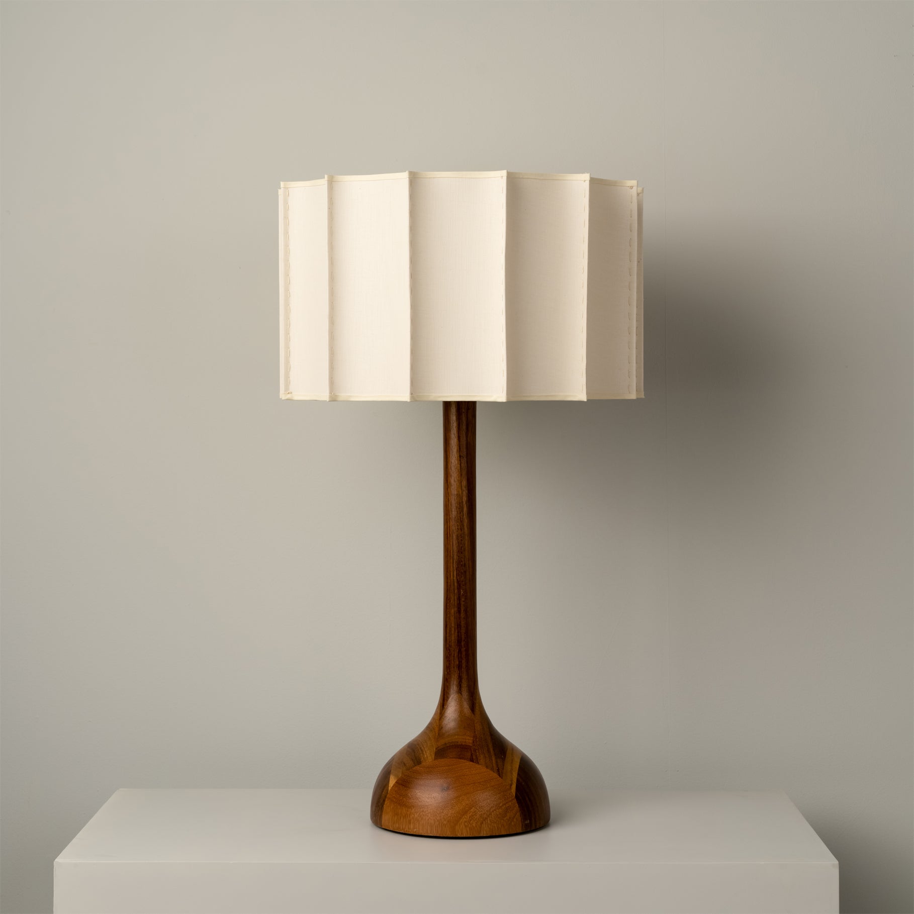 LumaHaven | Wooden Base Table Lamp With Warm Fabric Shade | Veisp