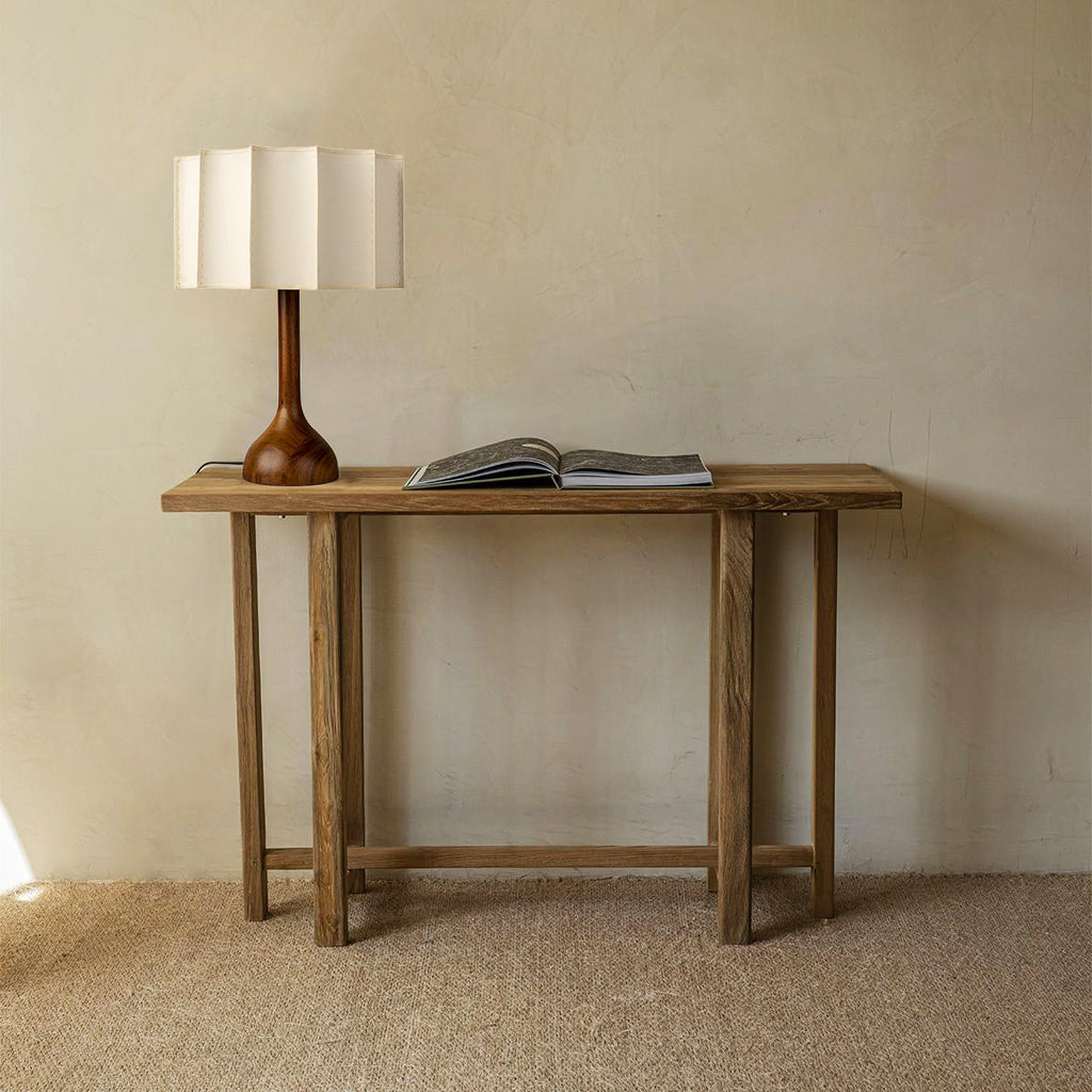 LumaHaven | Wooden Base Table Lamp With Warm Fabric Shade | Veisp