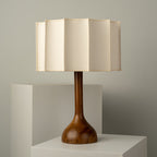 LumaHaven | Wooden Base Table Lamp With Warm Fabric Shade | Veisp