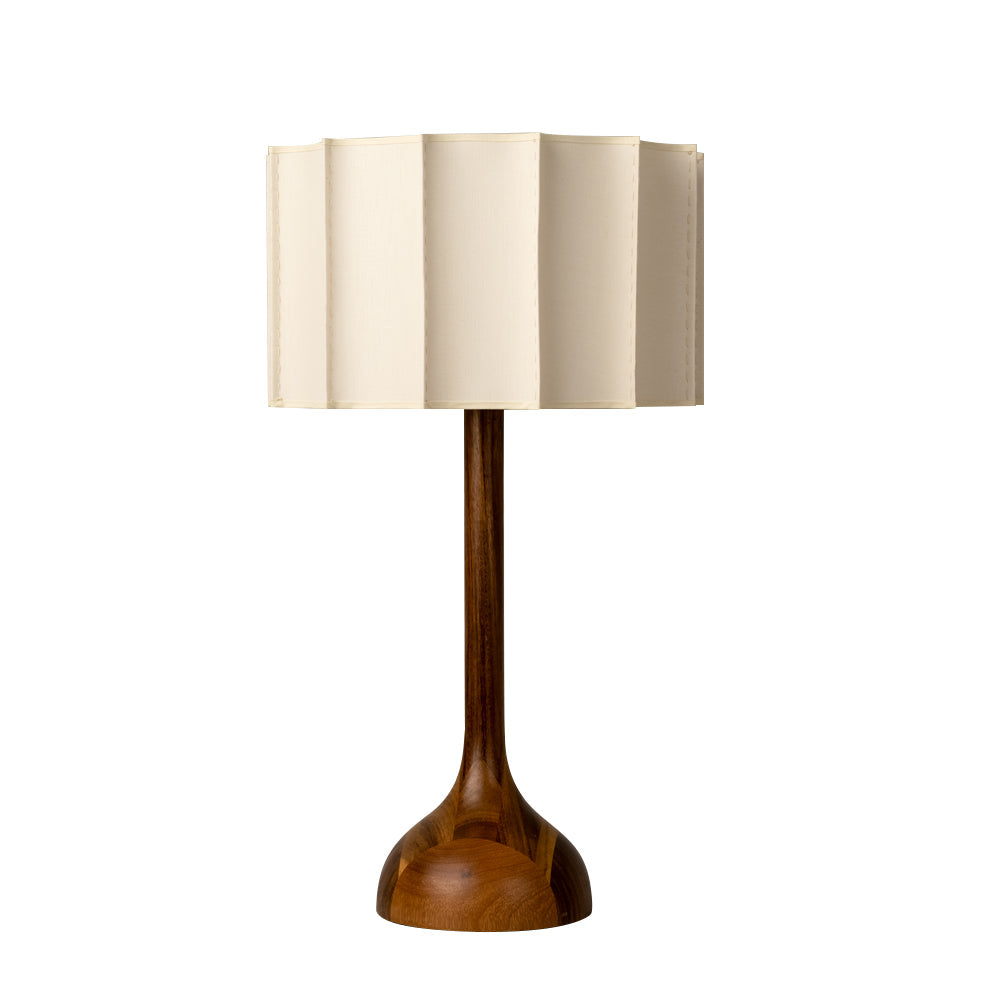 LumaHaven | Wooden Base Table Lamp With Warm Fabric Shade | Veisp
