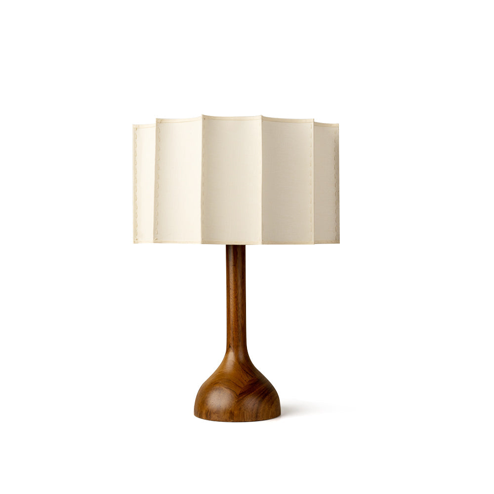 LumaHaven | Wooden Base Table Lamp With Warm Fabric Shade | Veisp