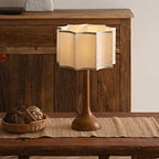LumaHaven | Wooden Base Table Lamp With Warm Fabric Shade | Veisp