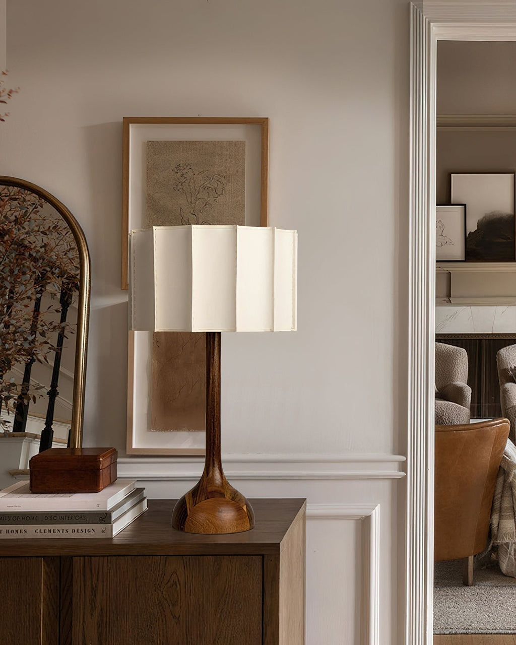 LumaHaven | Wooden Base Table Lamp With Warm Fabric Shade | Veisp