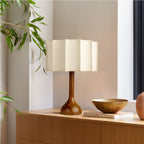 LumaHaven | Wooden Base Table Lamp With Warm Fabric Shade | Veisp