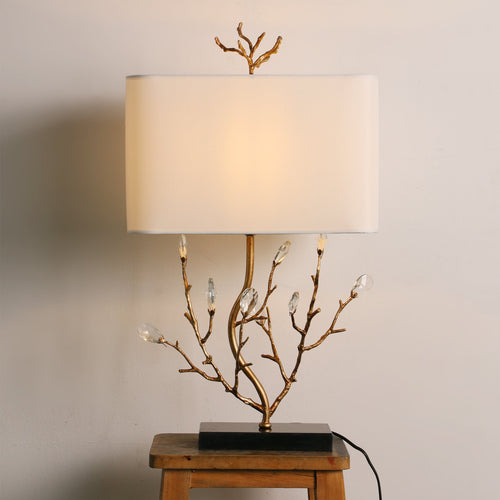 Aurelle | Branch-Style Brass Table Lamp With Fabric Shade | Veisp