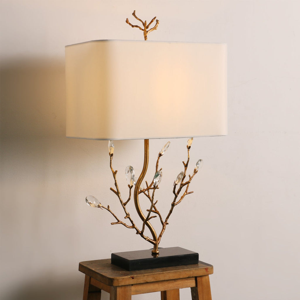 Aurelle | Branch-Style Brass Table Lamp With Fabric Shade | Veisp