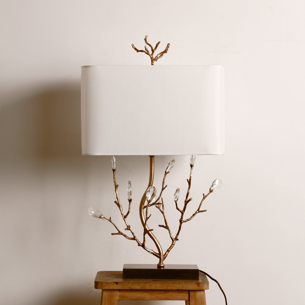 Aurelle | Branch-Style Brass Table Lamp With Fabric Shade | Veisp