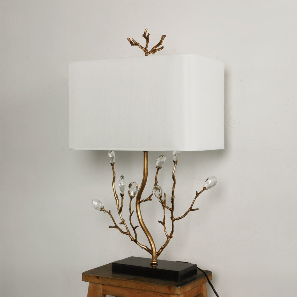 Aurelle | Branch-Style Brass Table Lamp With Fabric Shade | Veisp