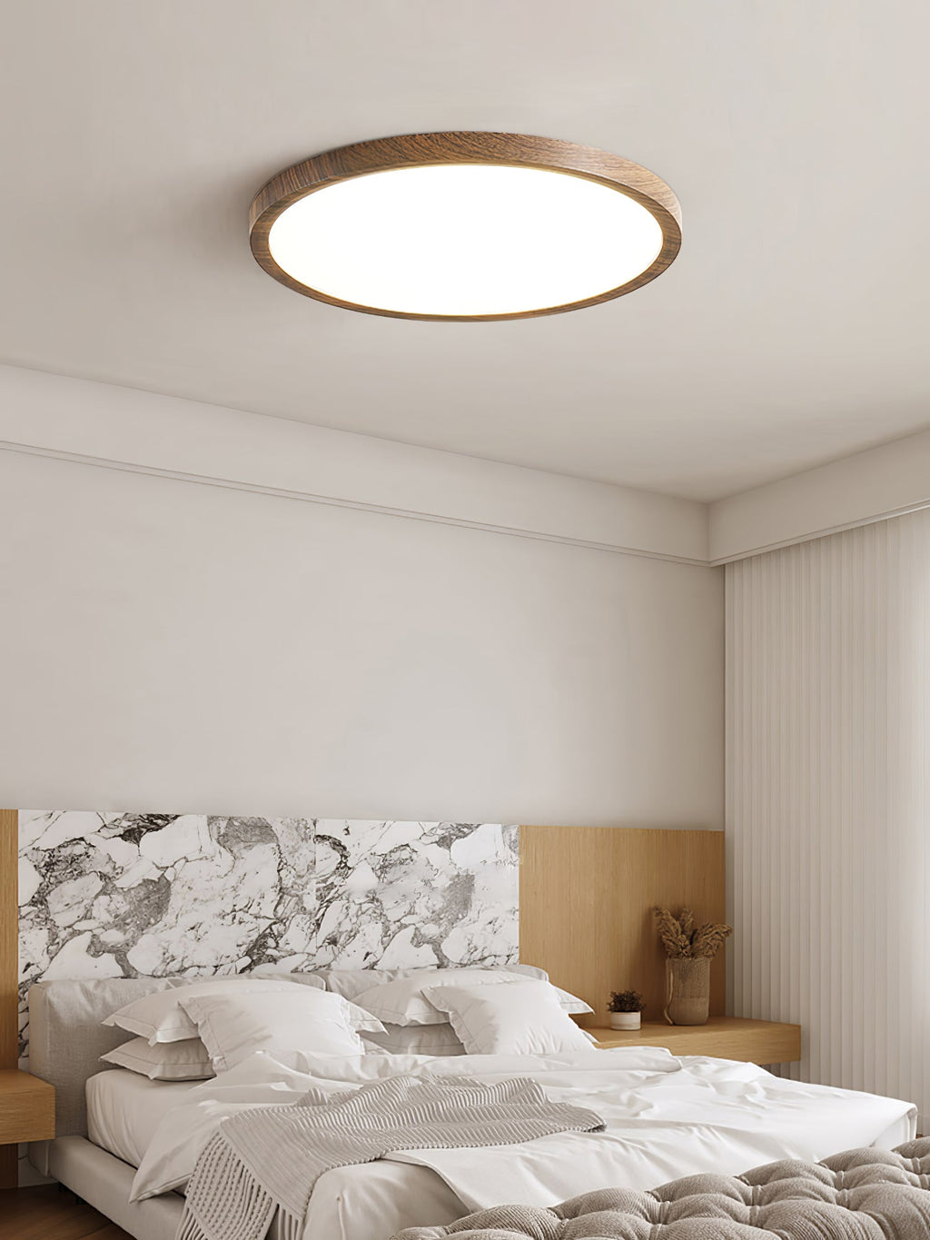 Lyra Walnut Glow Slim Circular LED Ceiling Light Pro