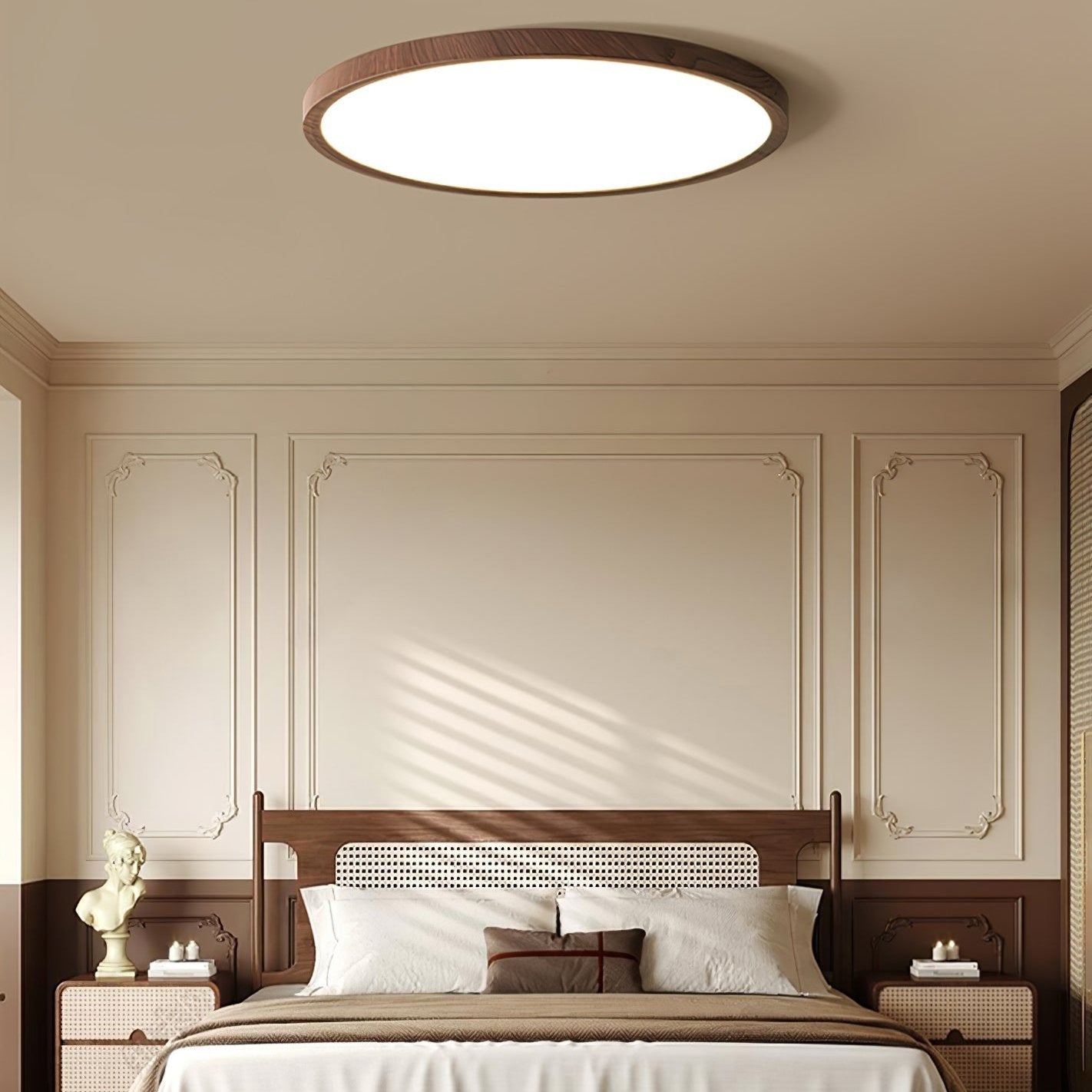 Lyra Walnut Glow Slim Circular LED Ceiling Light Pro