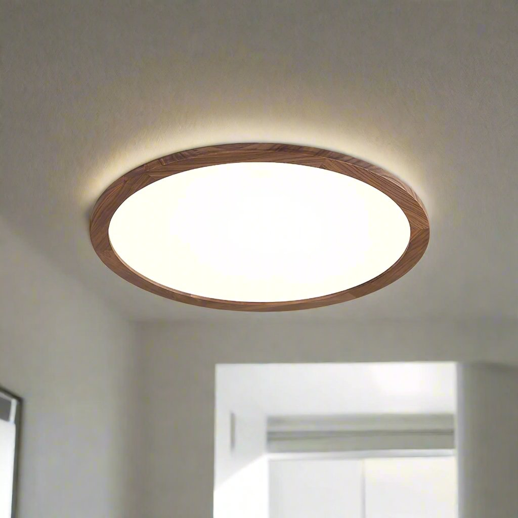 Lyra Walnut Glow Slim Circular LED Ceiling Light Pro