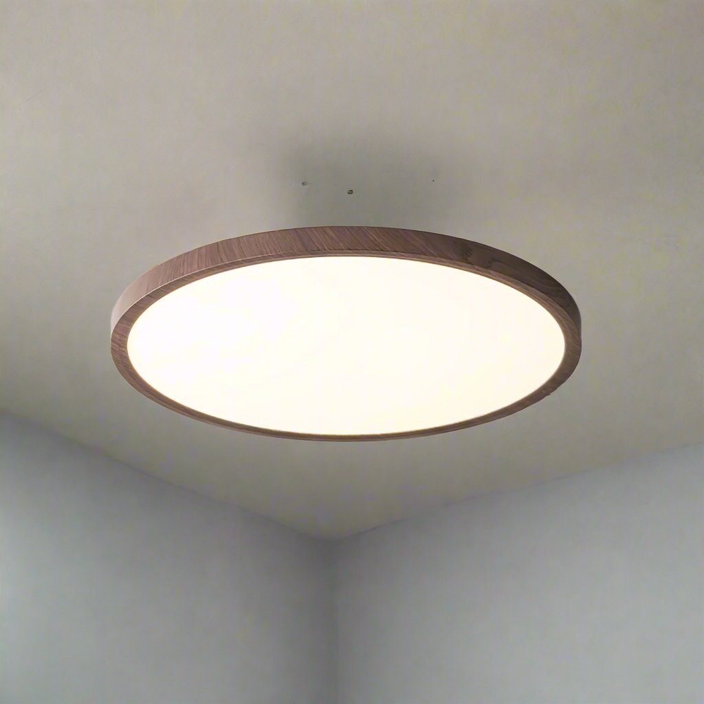 Lyra Walnut Glow Slim Circular LED Ceiling Light Pro