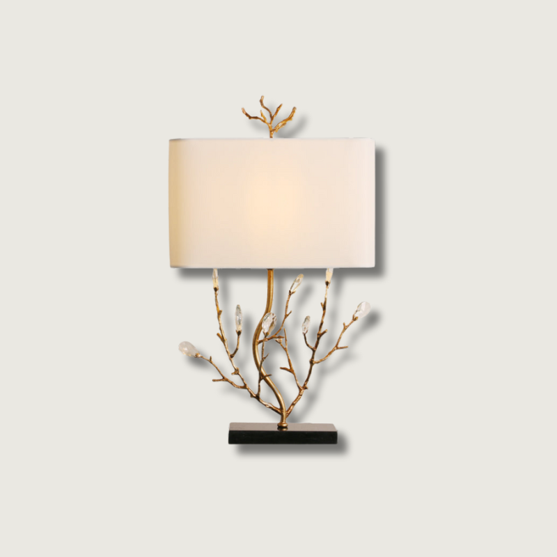 Aurelle | Branch-Style Brass Table Lamp With Fabric Shade | Veisp