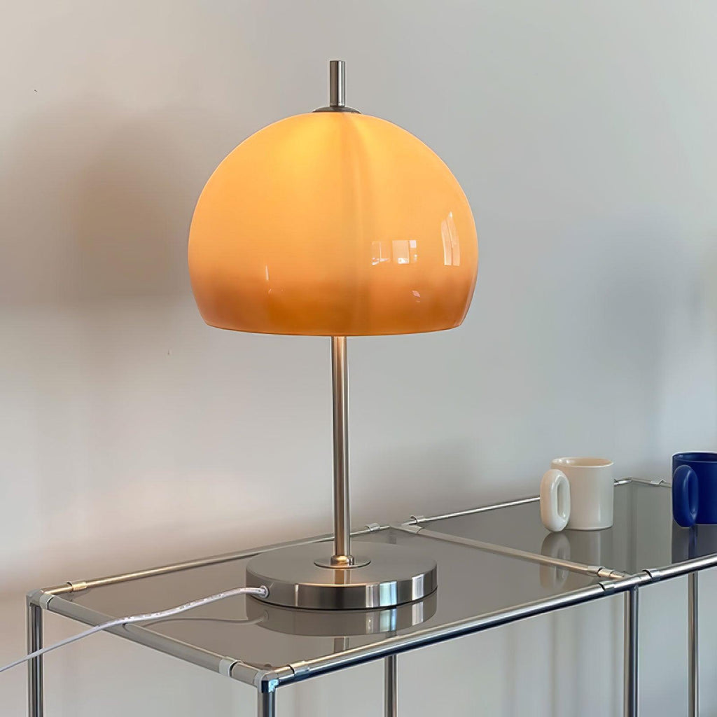 Cresca | Bauhaus Mushroom Table Lamp in Amber Glass | Veisp