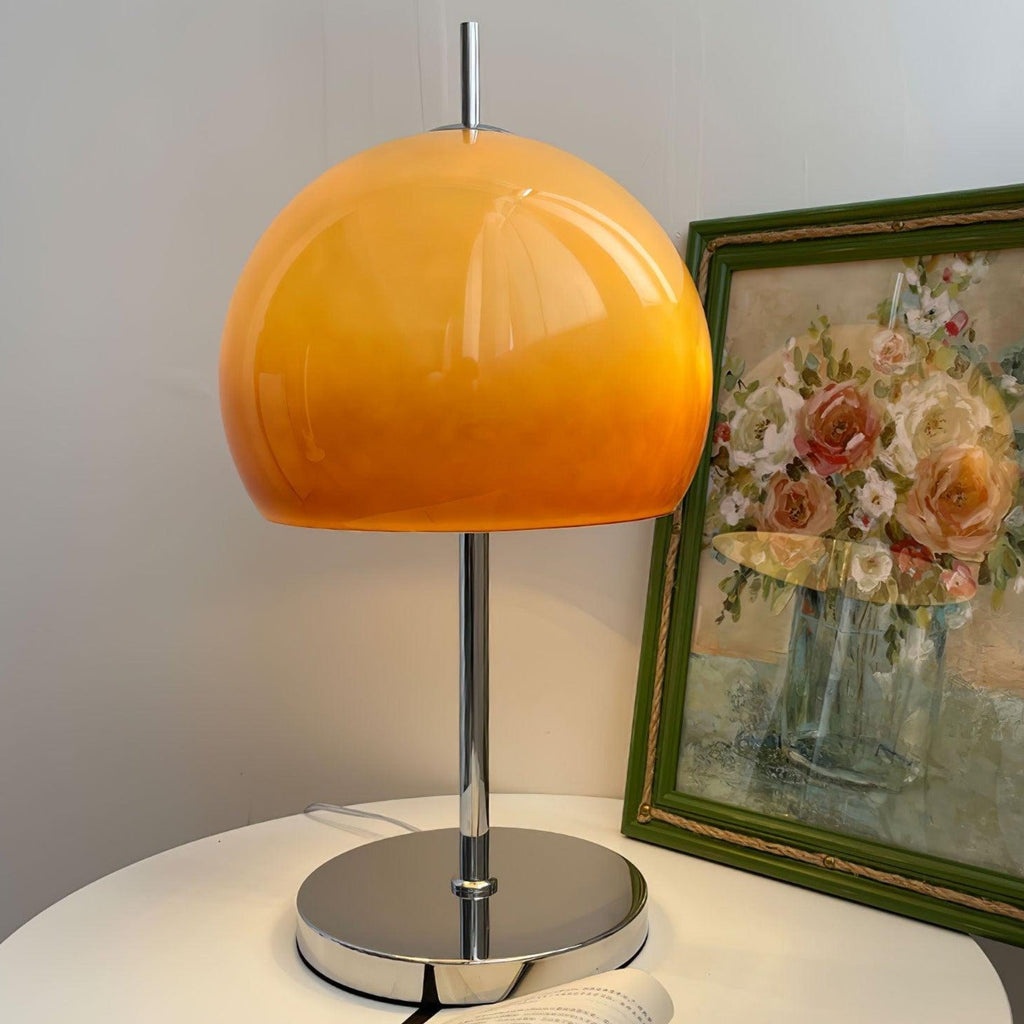 Cresca | Bauhaus Mushroom Table Lamp in Amber Glass | Veisp