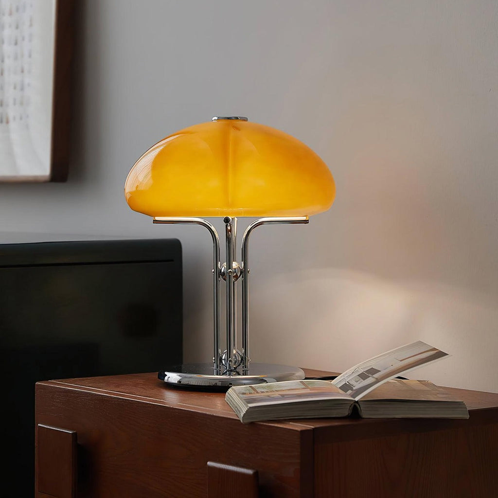 Cresca | Bauhaus Mushroom Table Lamp in Amber Glass | Veisp