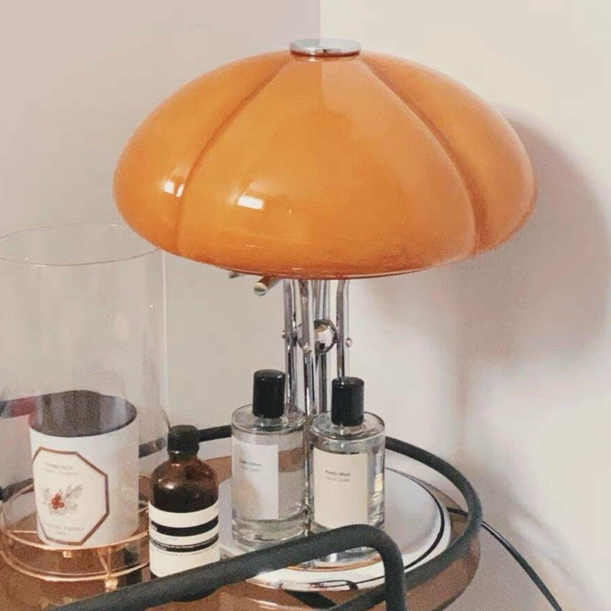 Cresca | Bauhaus Mushroom Table Lamp in Amber Glass | Veisp