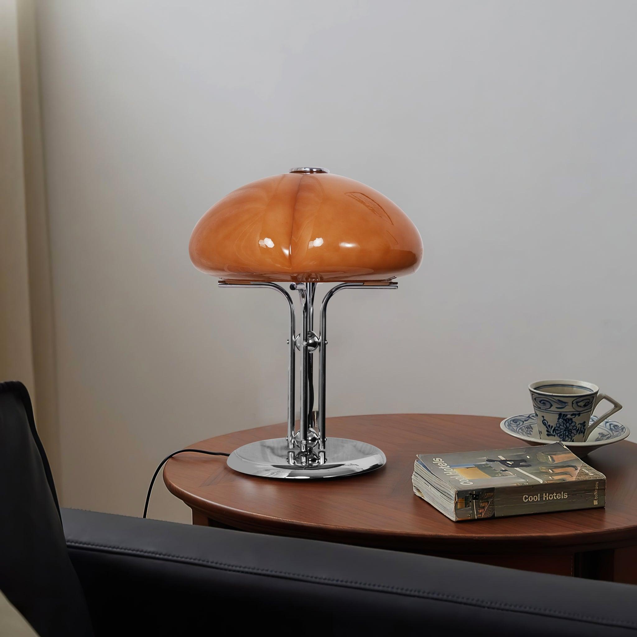 Cresca | Bauhaus Mushroom Table Lamp in Amber Glass | Veisp