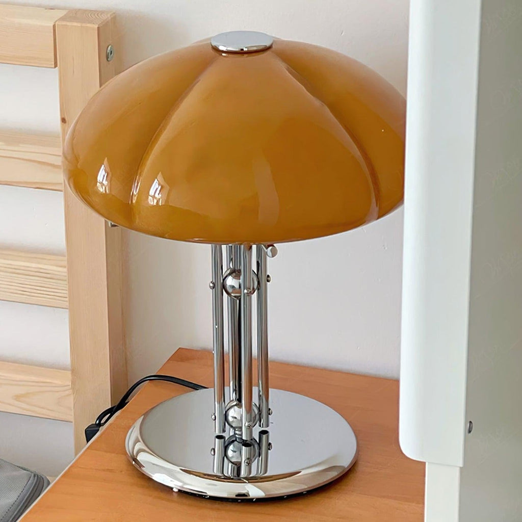 Cresca | Bauhaus Mushroom Table Lamp in Amber Glass | Veisp