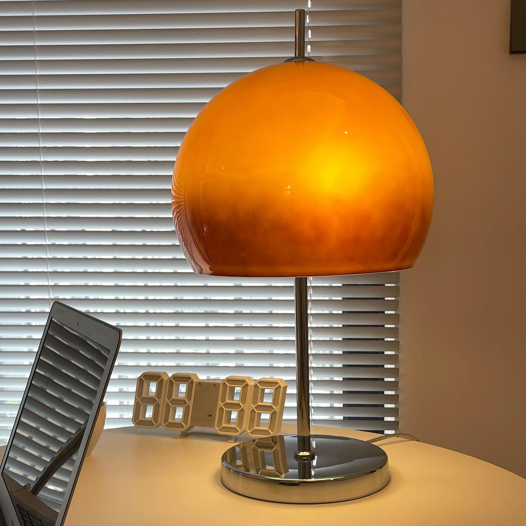 Cresca | Bauhaus Mushroom Table Lamp in Amber Glass | Veisp