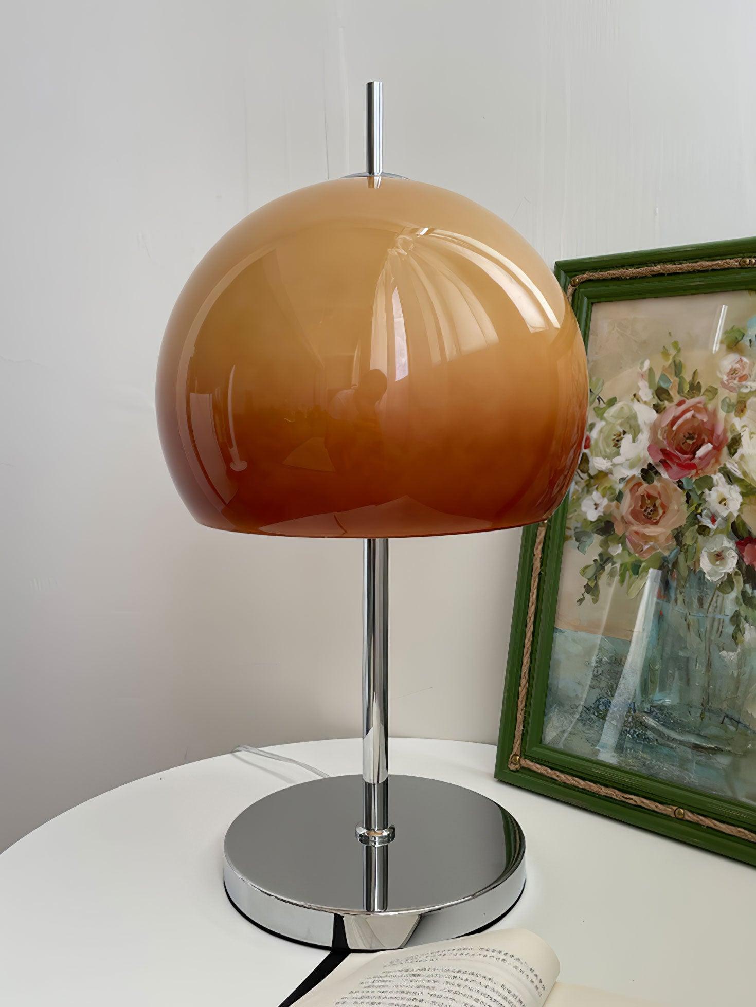 Cresca | Bauhaus Mushroom Table Lamp in Amber Glass | Veisp