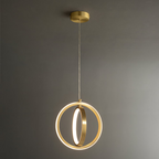 Vellaro Warm Brass Geometric 2 Ring LED Pendant Light | Veisp