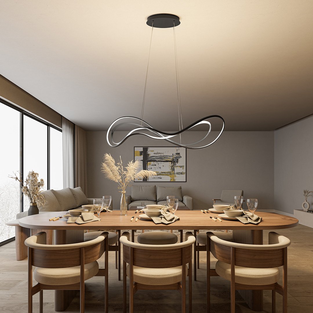 Lumera | Modern LED Pendant Light, Warm Light, Matte Black | Veisp
