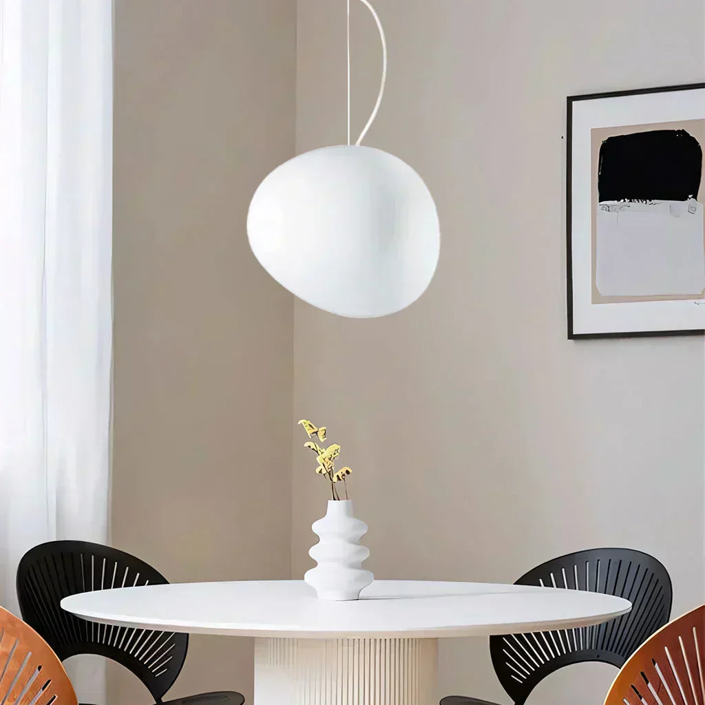 Lunara Pebble Pendant Light In Milk Glass Minimalist Design | Veisp