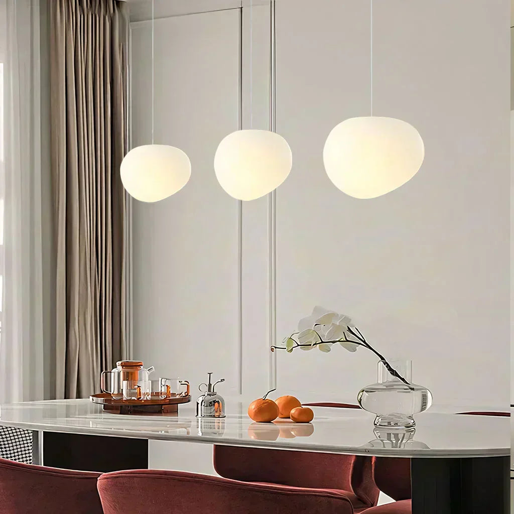 Lunara Pebble Pendant Light In Milk Glass Minimalist Design | Veisp