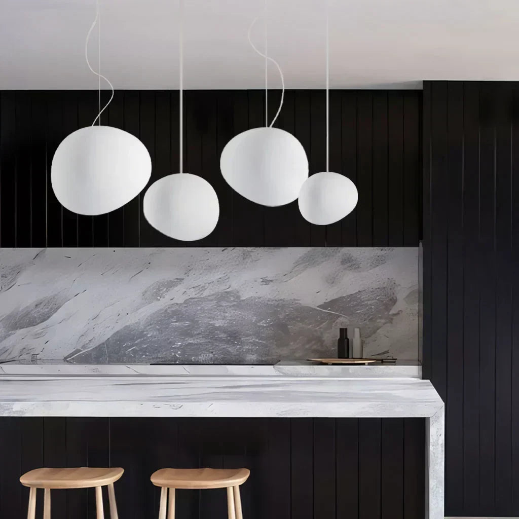 Lunara Pebble Pendant Light In Milk Glass Minimalist Design | Veisp