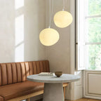 Lunara Pebble Pendant Light In Milk Glass Minimalist Design | Veisp