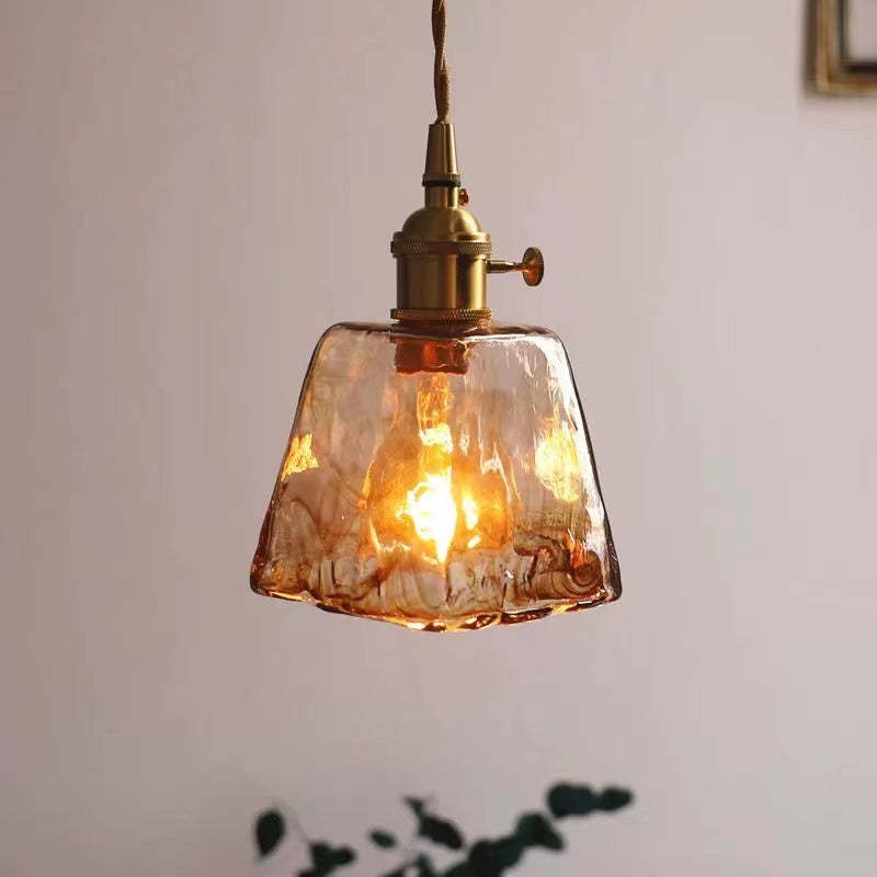 AuricLuxe Vintage LED Gold Metal And Glass Pendant Light | Veisp