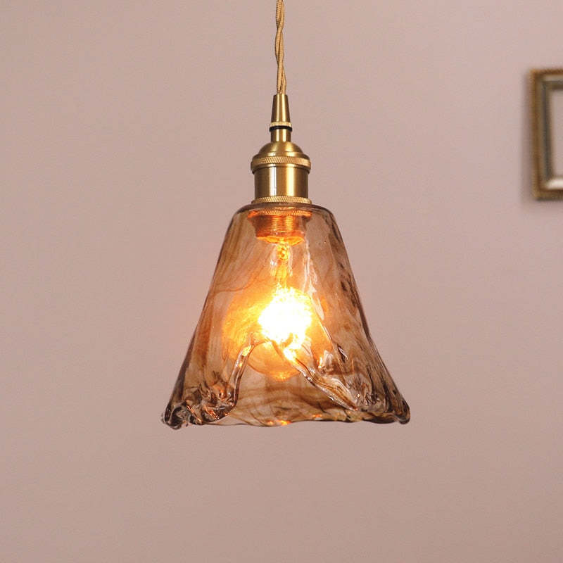 AuricLuxe Vintage LED Gold Metal And Glass Pendant Light | Veisp