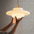 Alvara | Soft Ivory Glass Pendant Light in Mid-Century | Veisp