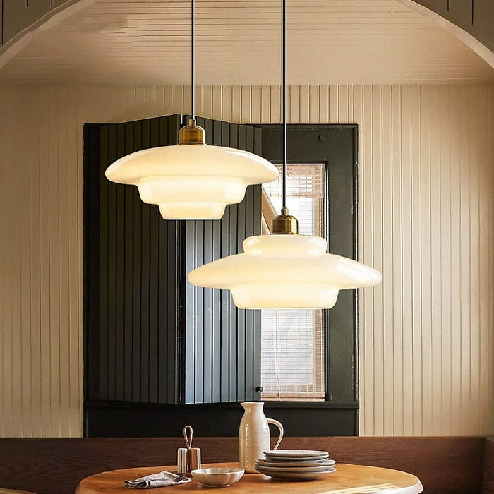 Alvara | Soft Ivory Glass Pendant Light in Mid-Century | Veisp