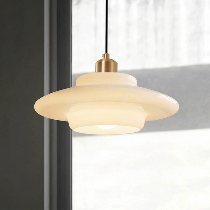 Alvara | Soft Ivory Glass Pendant Light in Mid-Century | Veisp