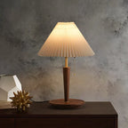 LumenOak | Classic Wooden Pleated Lamp, Warm Ambient Glow | Veisp