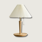 LumenOak | Classic Wooden Pleated Lamp, Warm Ambient Glow | Veisp
