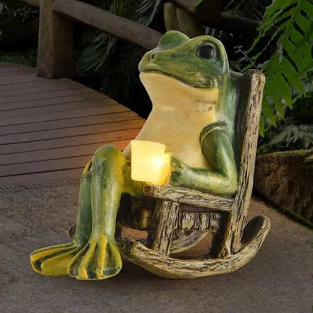 SylvaGlow Frog Statue With Soft Light For Garden And Patio | Veisp