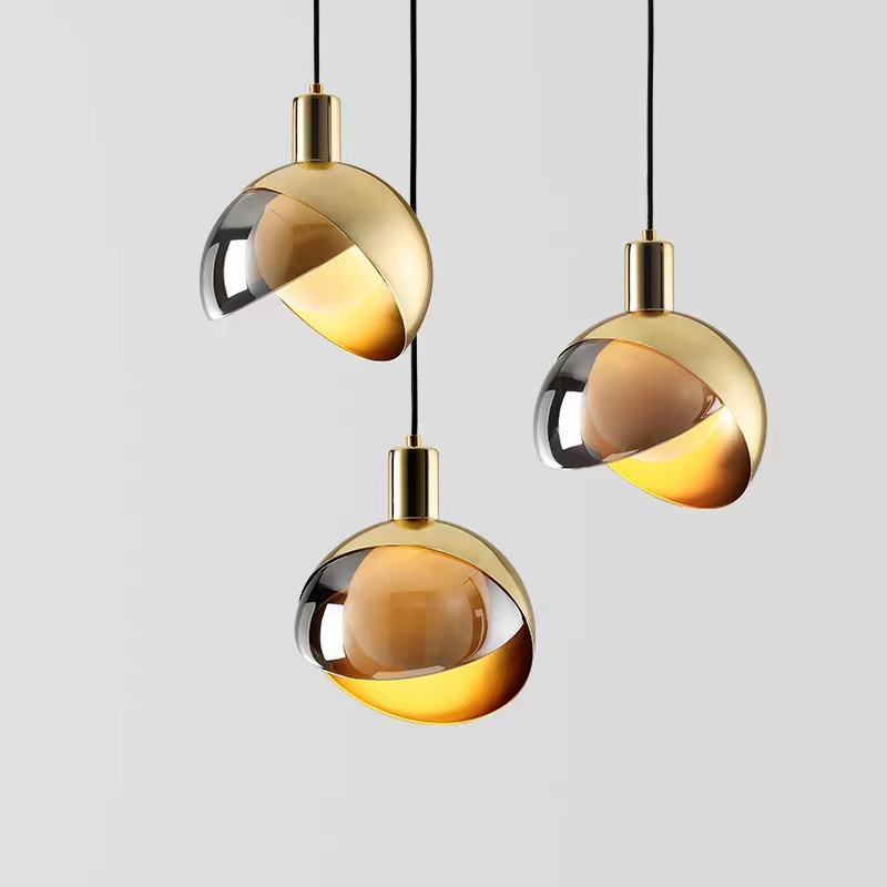 Aurelia | Scandinavian Gold Glass Pendant Light, Smoke Gray | Veisp
